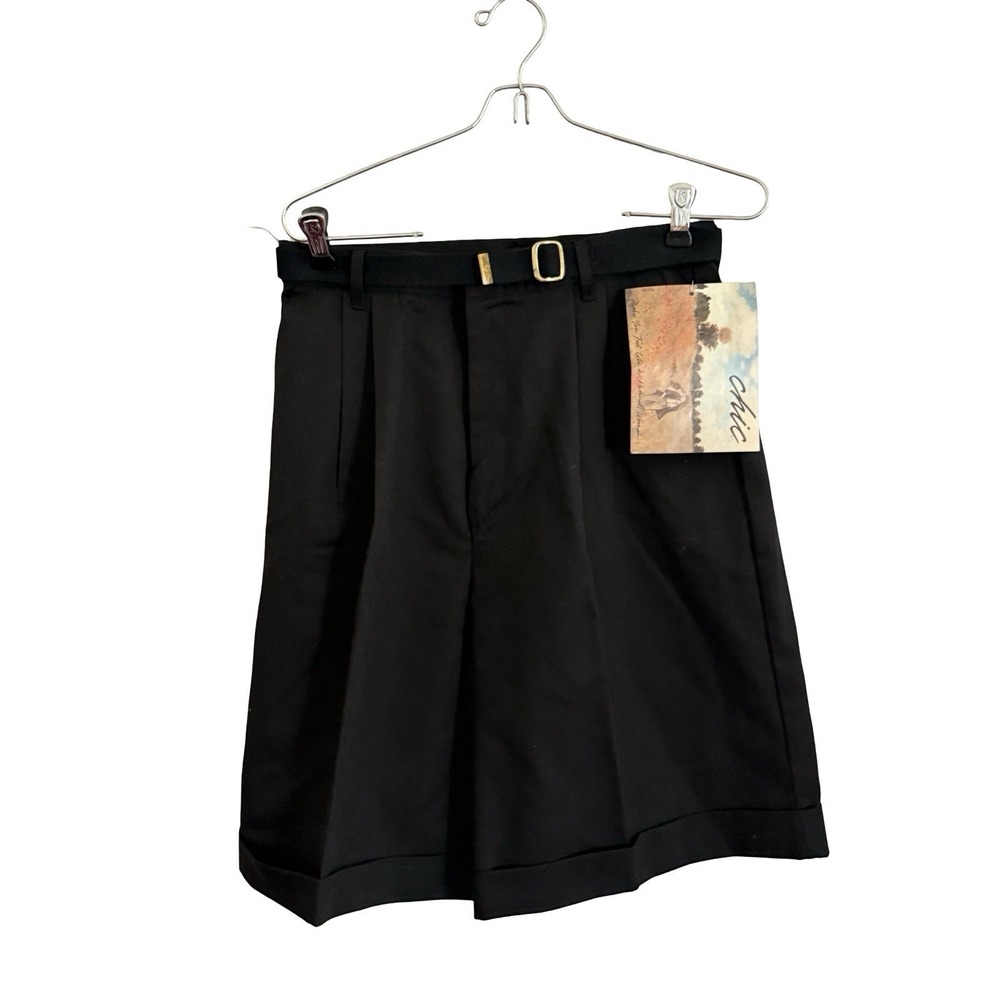 Vintage Women's Chic Black Pleated Shorts with Belt Size 12 new with tags